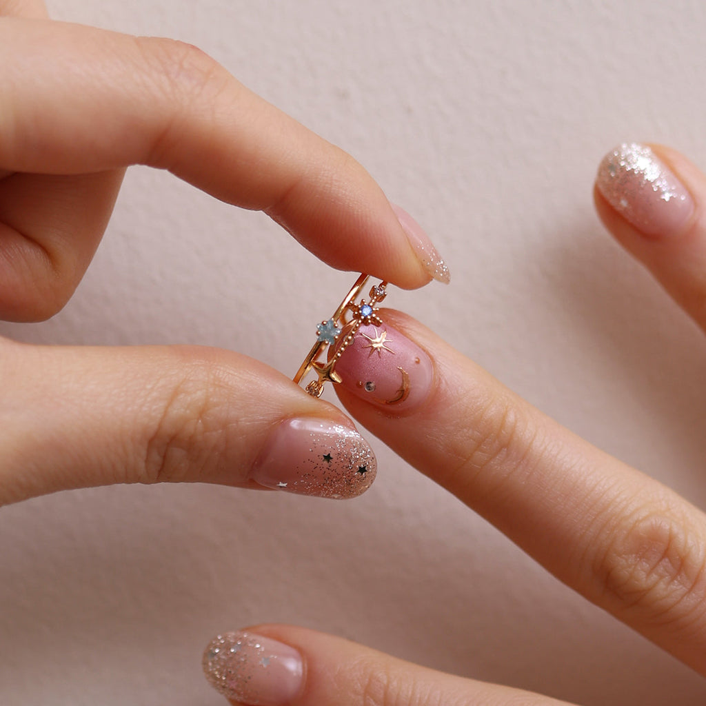 Blue topaz Star layered ring