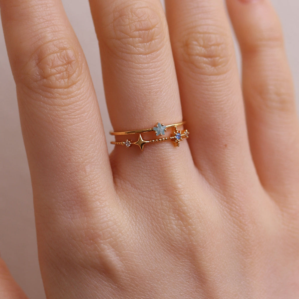 Blue topaz Star layered ring