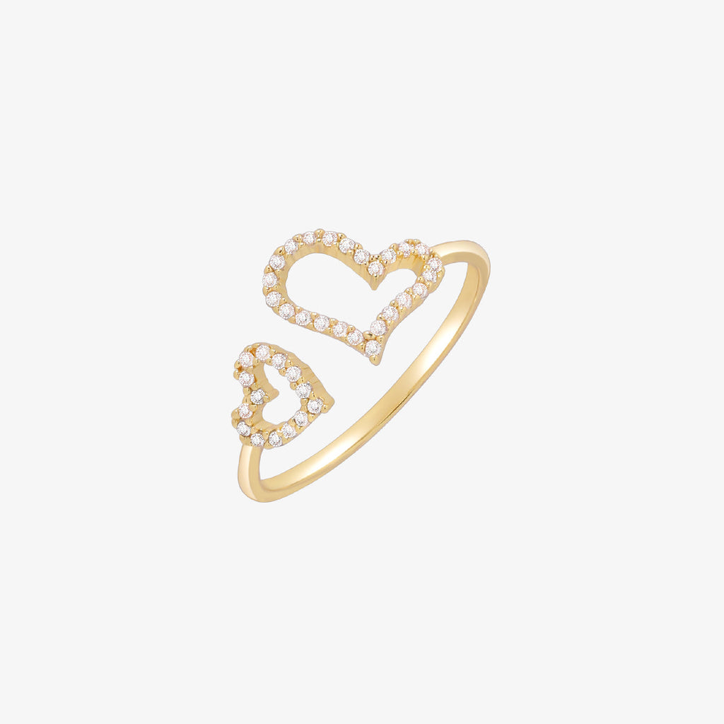 Double hearts ring